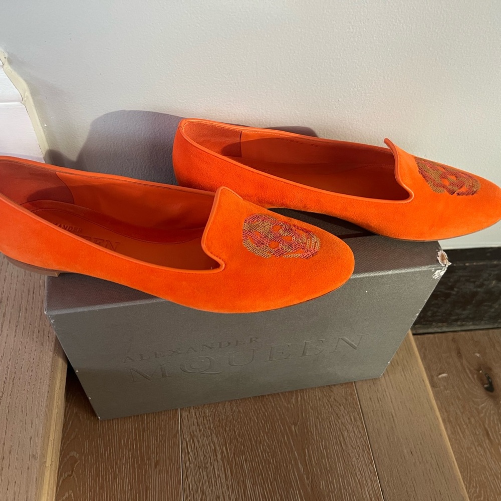 Alexander McQueen Orange Embroidered Flats, Sz.39 - Picture 12 of 12